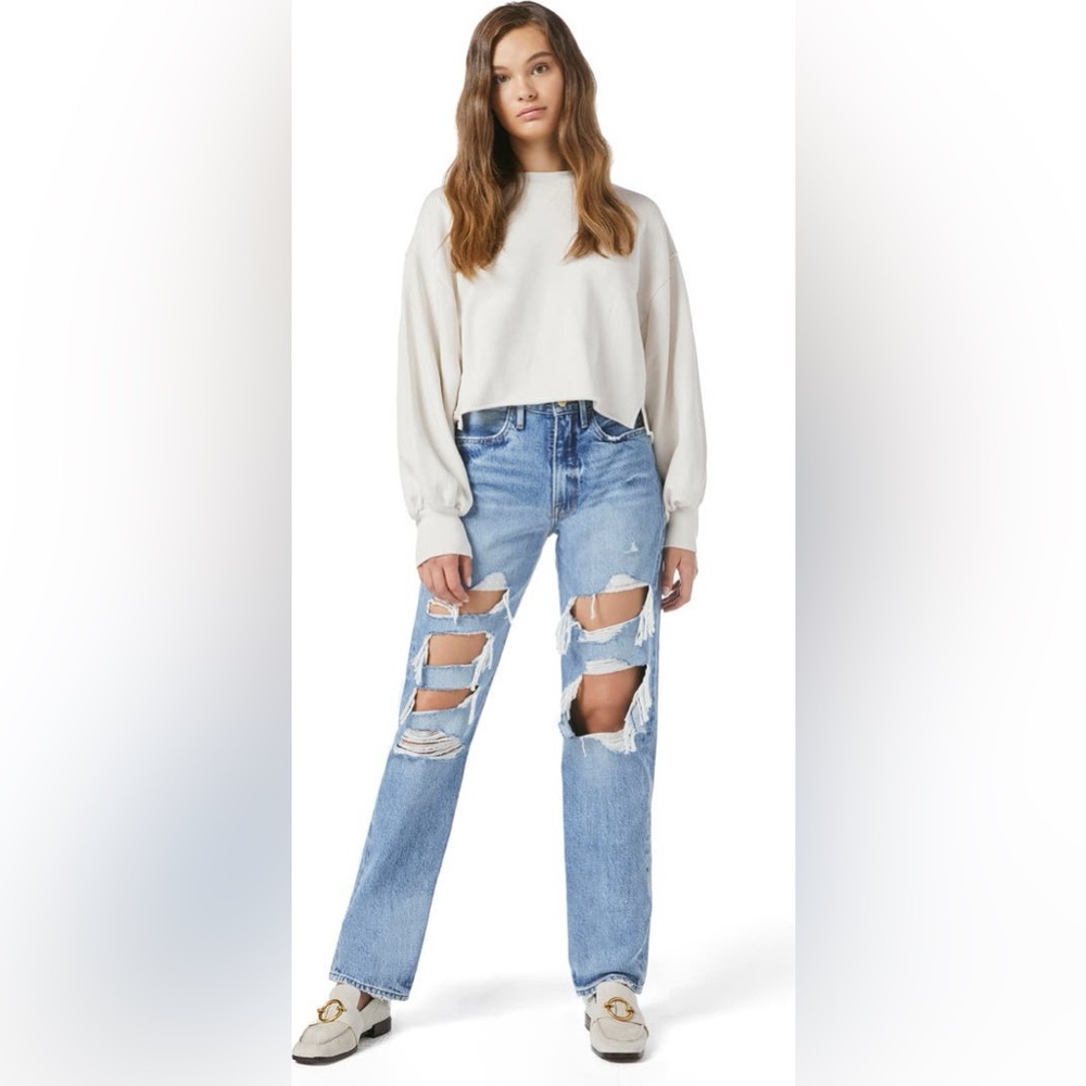 Frame Easy Shirttail Sweatshirt Cream Oversized Size Large - Picture 8 of 9